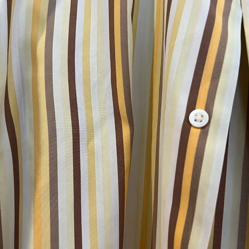 Men's Banana Republic Brown&Yellow Striped Long Sleeve Button Down Shirt Size XL
